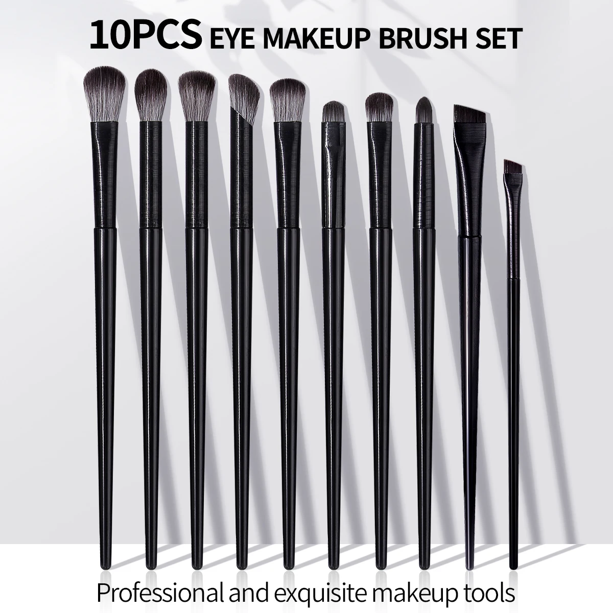 10pcs Black Eye Makeup Brushes Set Professional Contouring Eyeshadow Eyeliner Brush Portable Blending Facial Beauty Cosmetic Too