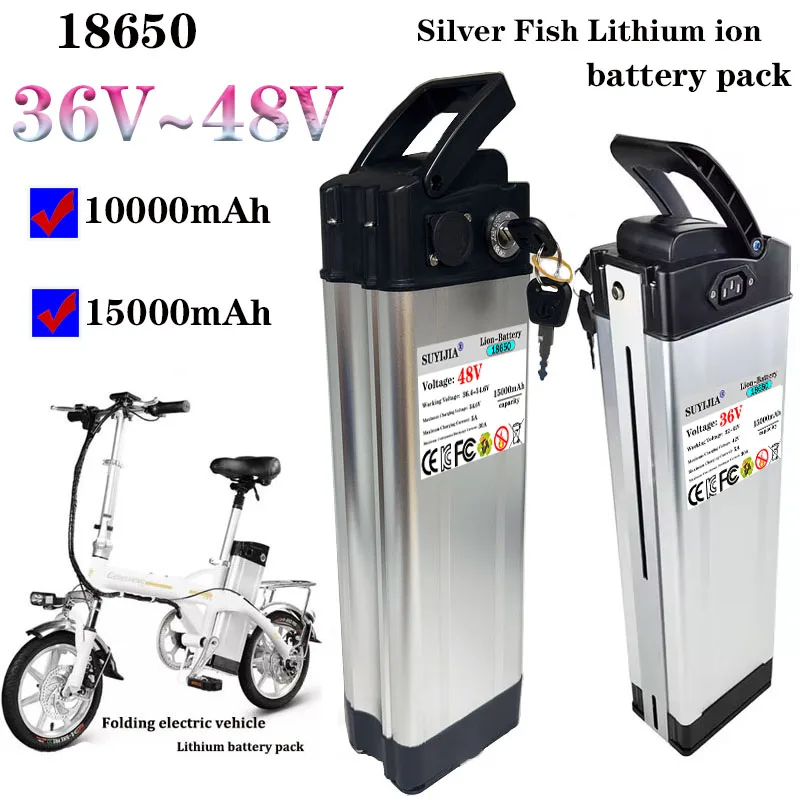 36 فولت 48 فولت 10 أمبير 15 أمبير سعة كبيرة 18650 بطارية ليثيوم ، مناسبة للطاقة 250 واط-1000 واط محرك دراجة كهربائية + شاحن مجاني