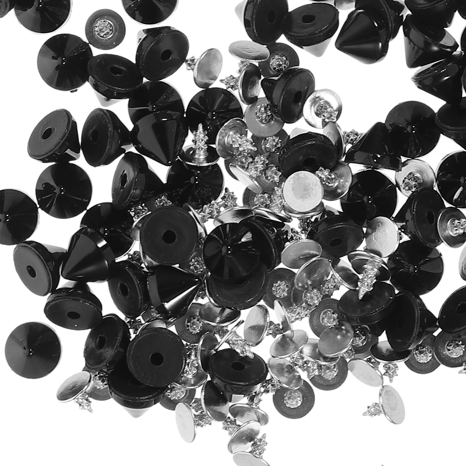 

100pcs Plastic Pointed Rivets Black Spike Studs for DIY Clothing Bags Shoes Crafts Punk Decor Accessories
