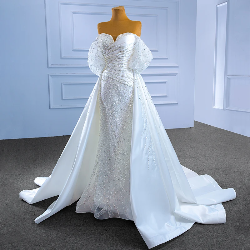 Elegant Wedding Dresses For Women 2022 Beading Crystal Stone Mermaid Bridal Dress With Detachable Train RSM67560 Robe Mariage