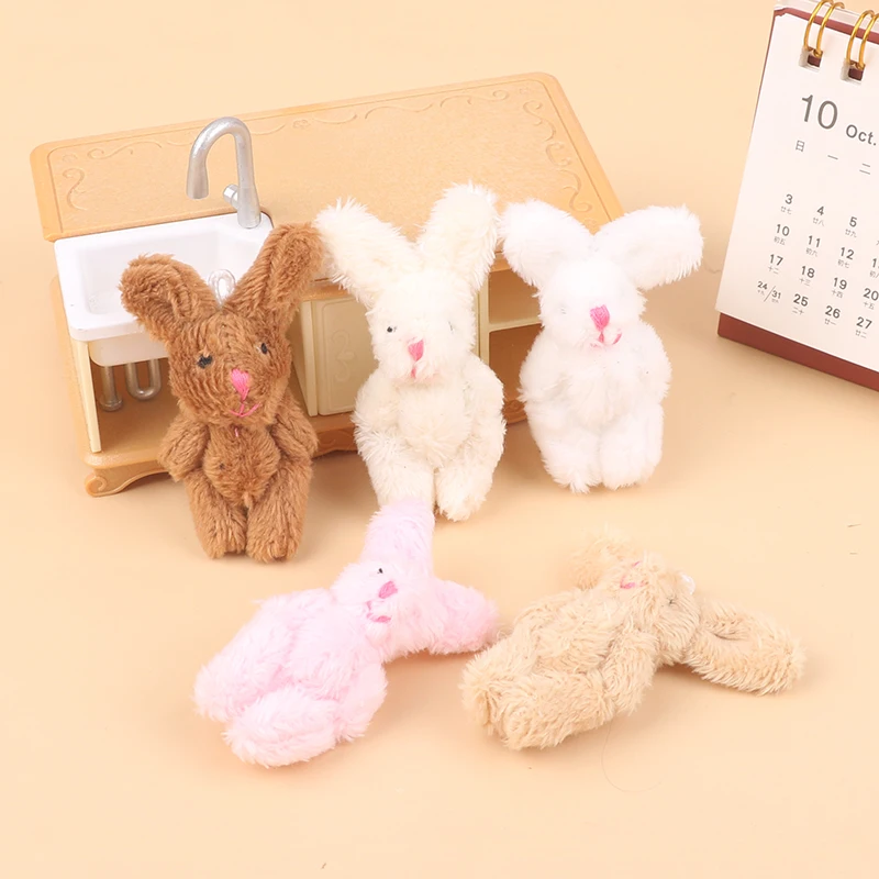 5,5 CM Niedlichen Kaninchen Plüsch Spielzeug Cartoon Hase Anhänger Weiche Angefüllte Puppe Schlüsselbund Rucksack Tasche Schlüssel Ring Dekor Puppenhaus Dekor puppe