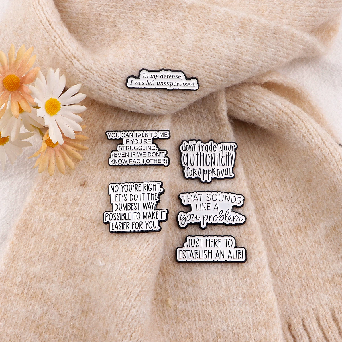 مضحك يقتبس المينا دبوس رسائل بروش الصنوبر التلبيب شارة بدبابيس على ظهره زي الاكسسوارات مجوهرات إبداعية أصدقاء الهدايا #3