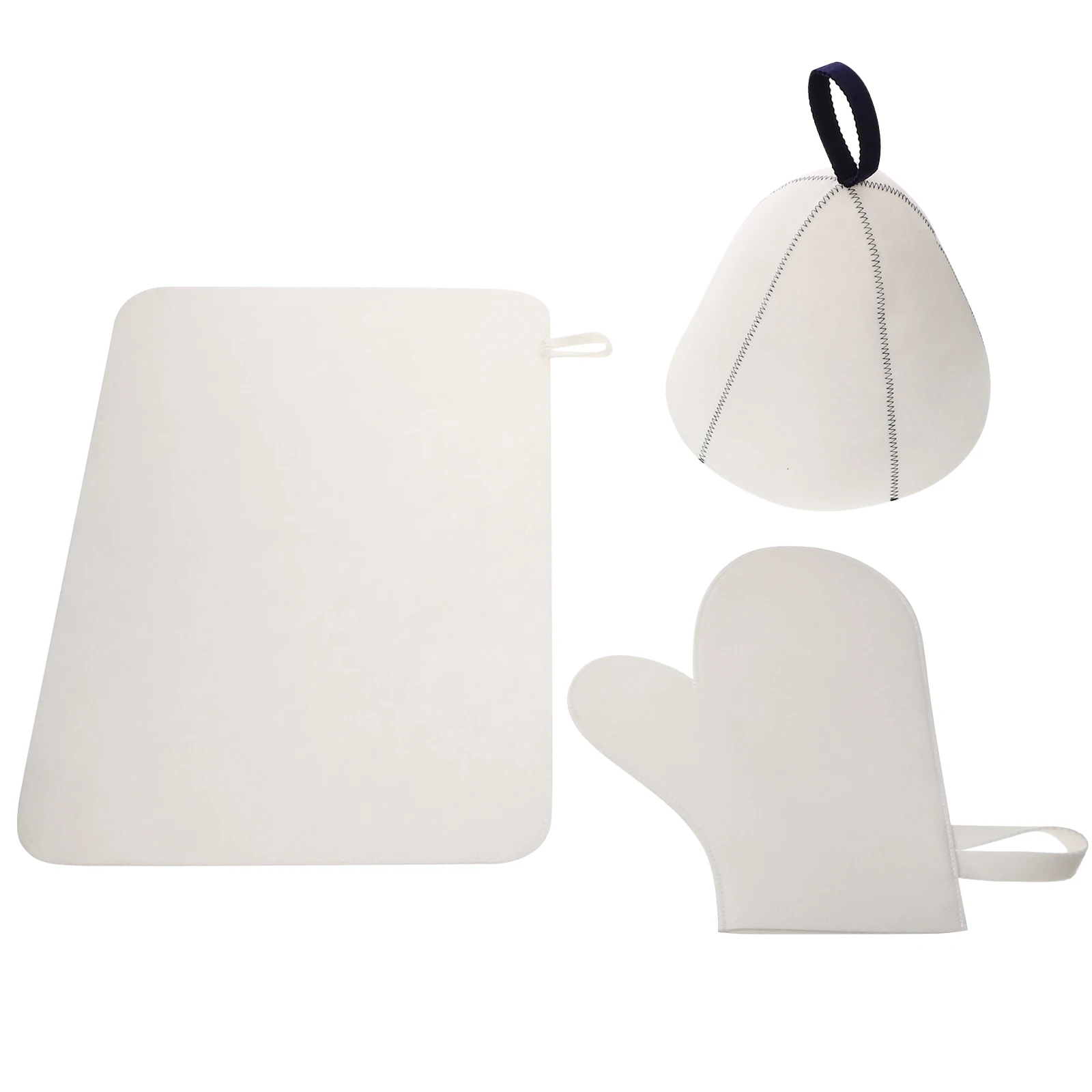 

1Set Sauna Hat Set with Mat Glove Thickened Felt for Scalp Hair Heat Dryness Protection Suitable All Hair Types Shower Spa Use