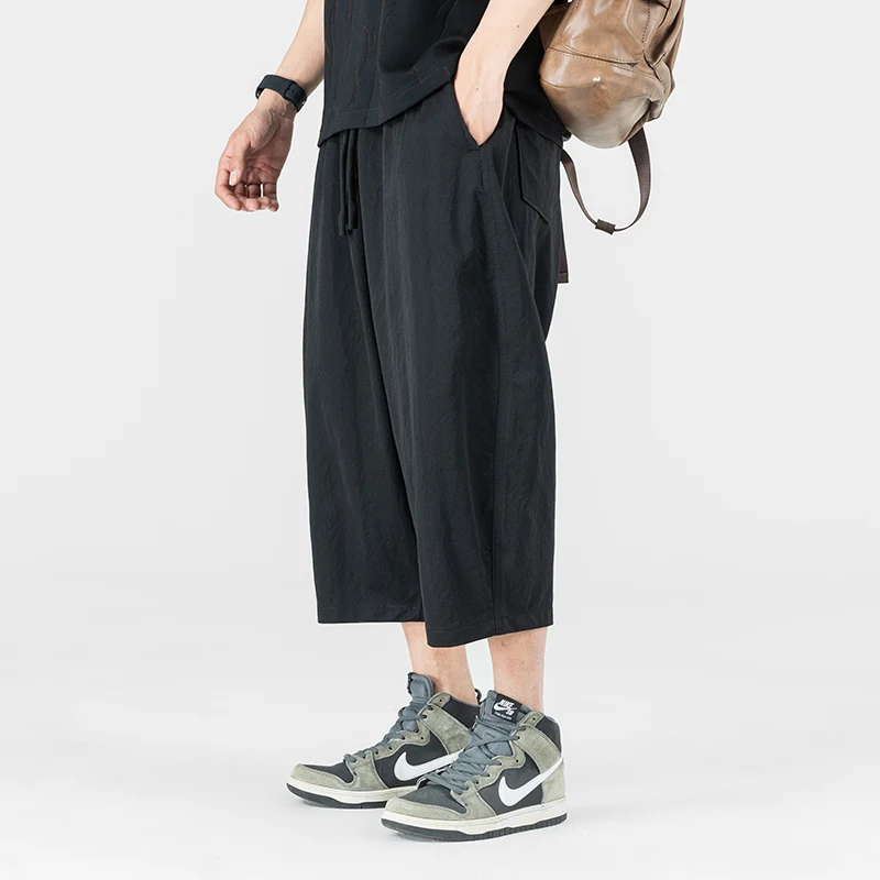 男性の夏のファッション軽量薄いコットンリネンルーズカジュアルプラスサイズワイドレッグハーレムパンツ男だぶだぶのズボン