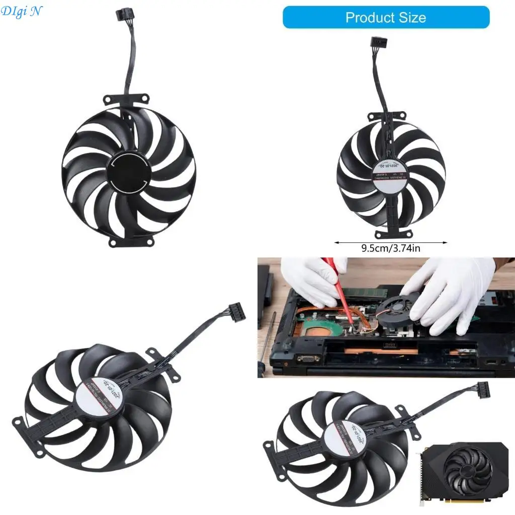 

95mm 4Pin Video Card Fan Graphics Card Cooling Graphics Card Radiators Installation for GTX1650 1630 GDDR6 4GB FDC10U12 R2LB