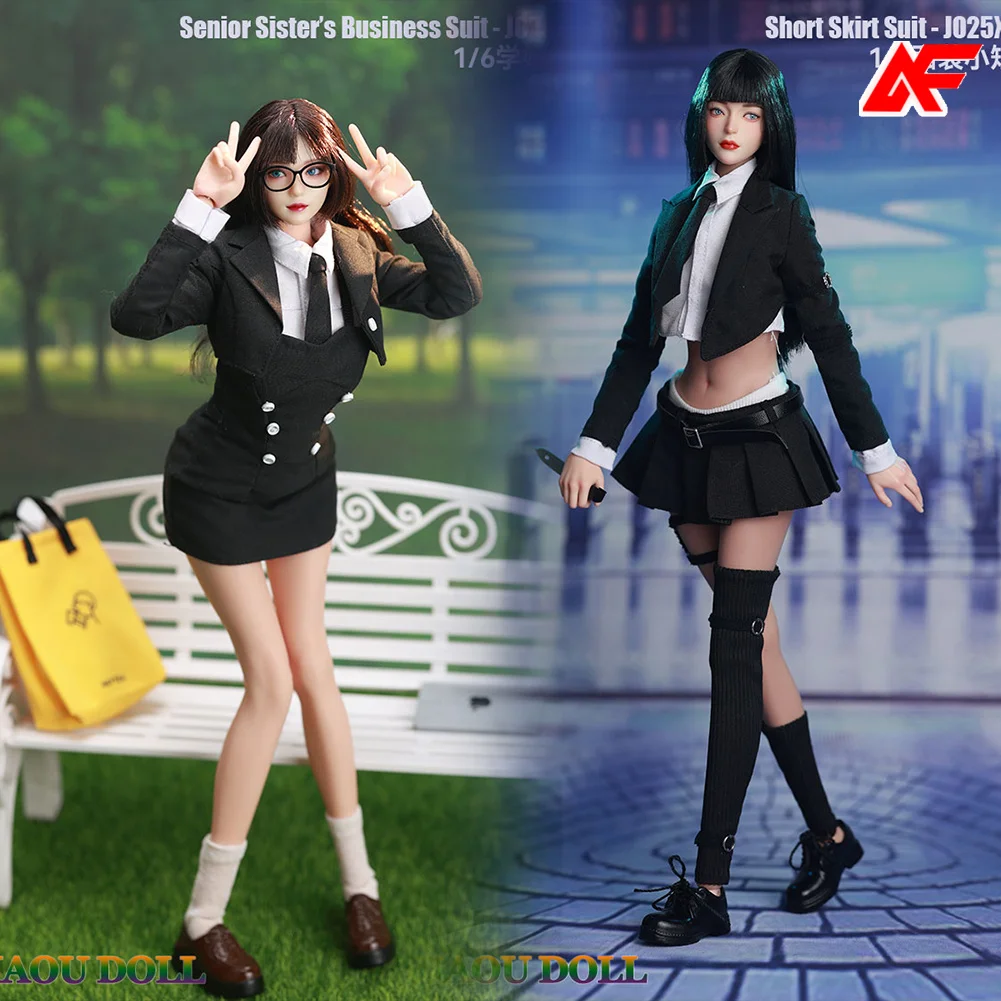 

JO25X-06 JO25X-07 1/6 Female Student Black Uniform Set Clothes Model Fit 12'' JOQ-21D Asian Soldier Action Figure Body Dolls