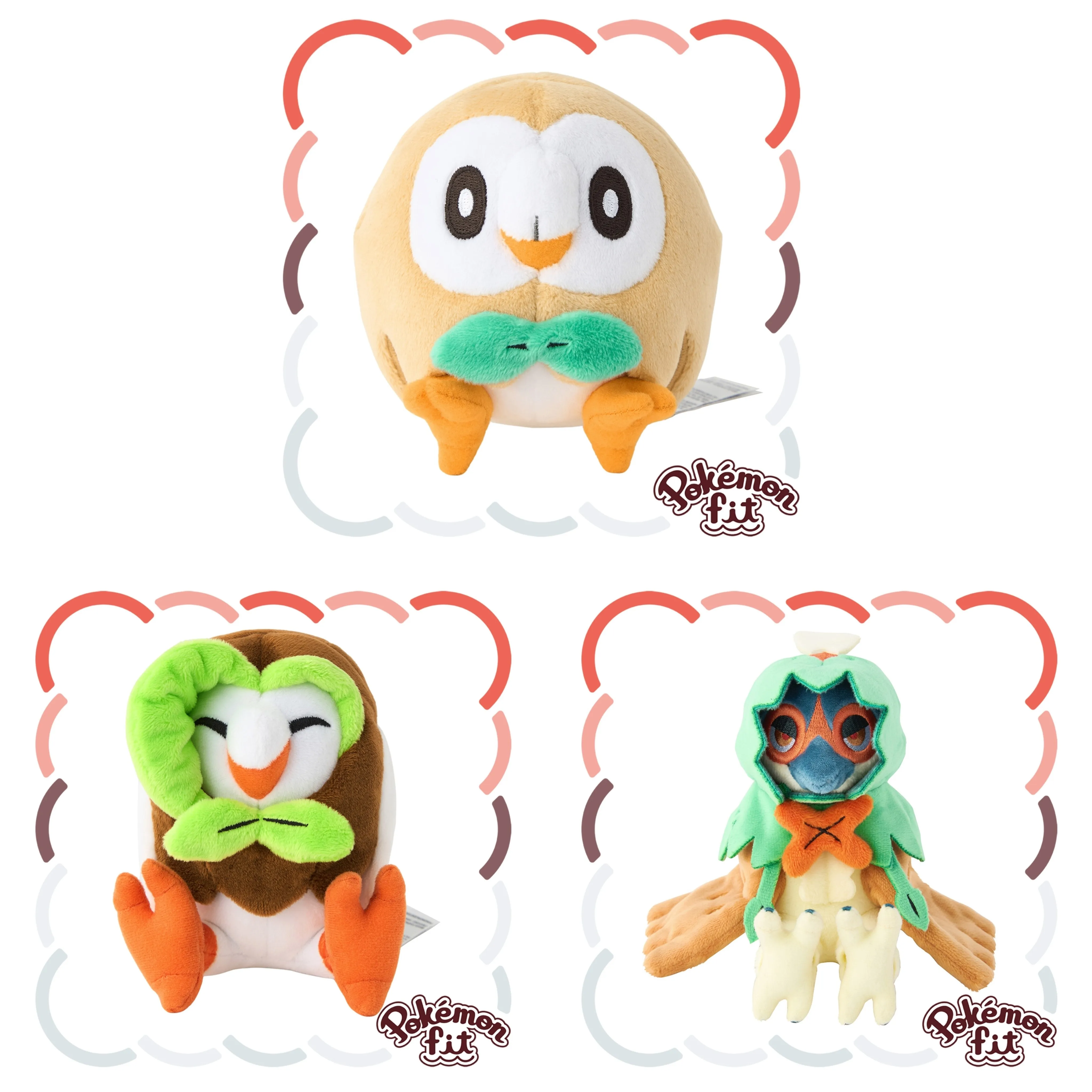 Pokémon Palms Fit Plush: Rowlet, Dartrix & Decidueye - Collectible Souvenir & Gift
