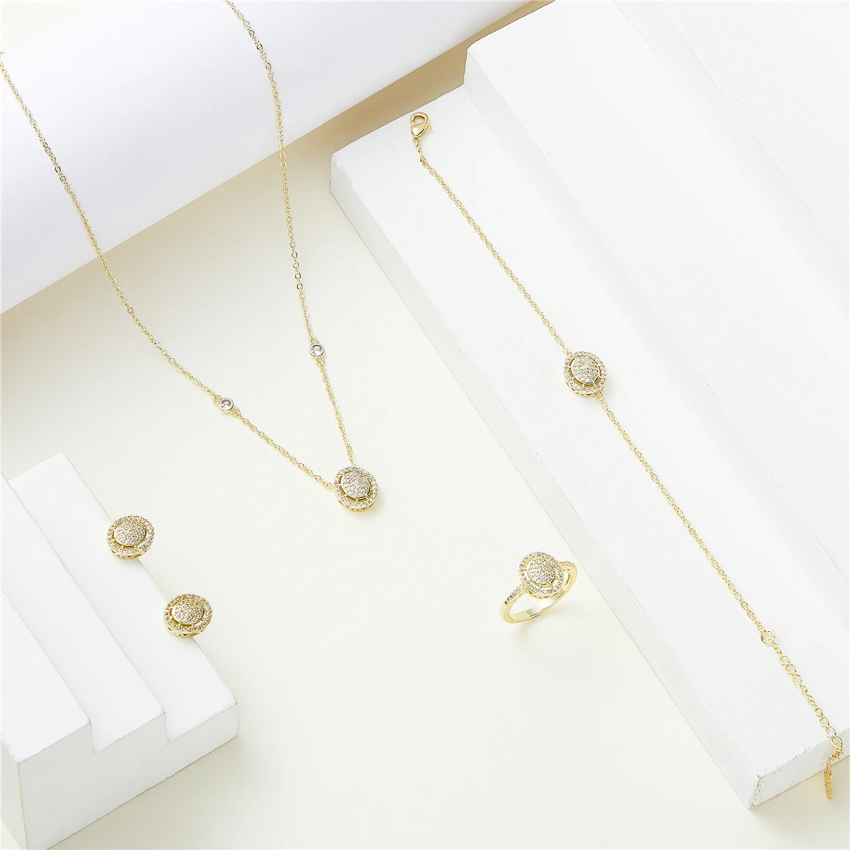 March 2023 Jewelry Set Gold Necklace Earrings women's rings fashion jewelry set Morocco gold jewelry set