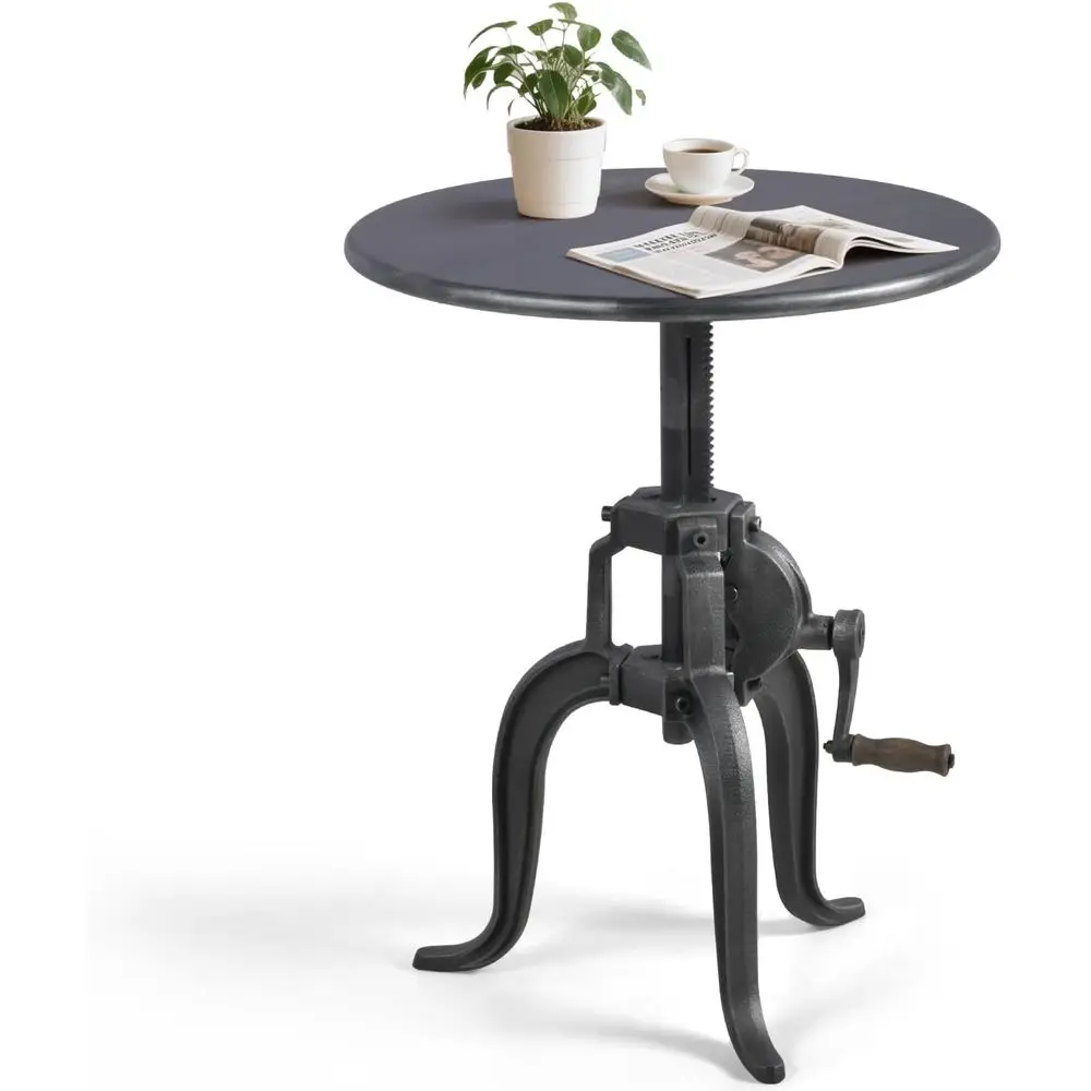 

Vintage Cast Iron Adjustable Height Bistro Table, Rustic Kitchen or Sofa Side Table, 19.7-25.6inch