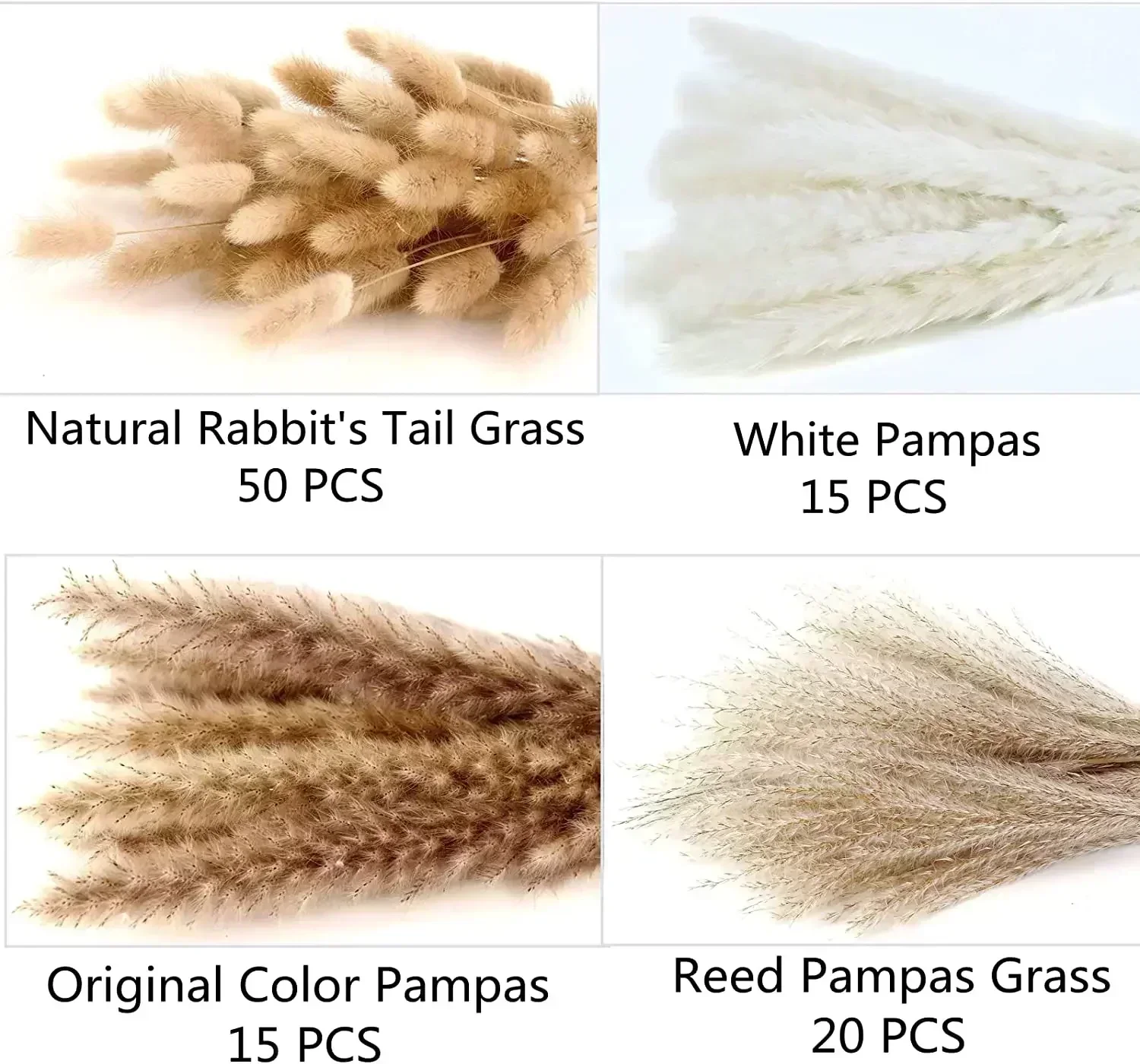 43 Types Dried Pampas Grass ,Contains Bunny Tails Dried Flowers,Reed Grass Bouquet for Wedding Boho Flowers Home Table Decor