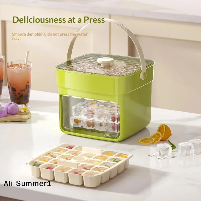 【E】1 Set Refrigerator Ice Maker One-touch Easy Release Homemade  Tray Mold 25/50 Grid  Mold Home Ice Making Tool