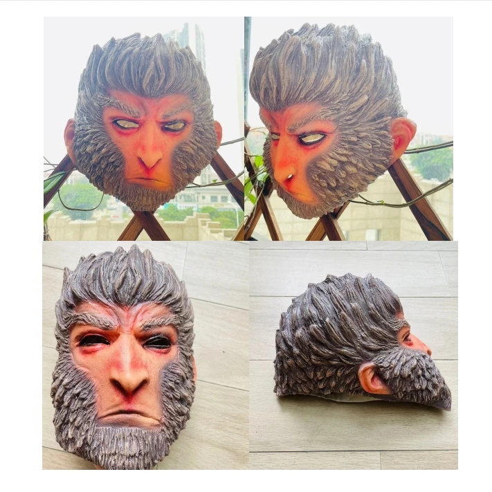 WuKong Cosplay Heargear Halloween animal cosplay brown monkey role-playing mask latex mask game cos prop one size for adult