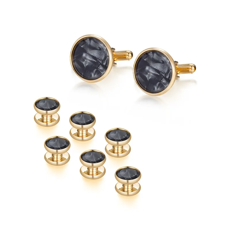 Wedding Cufflinks Tuxedo Studs Set for Men Accessories 1Pair Cufflinks and 6 PCS Tuxedo Studs Husband\'s Shirt Wedding Guest GIft