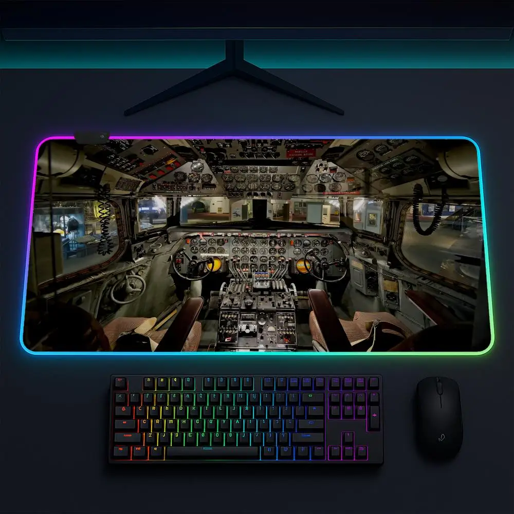 

Plane Speedometer Mouse Pad Anime Gaming Mouse Pad LED Table Pads Backlit Rubber Desktop XXL RGB Desk Mats