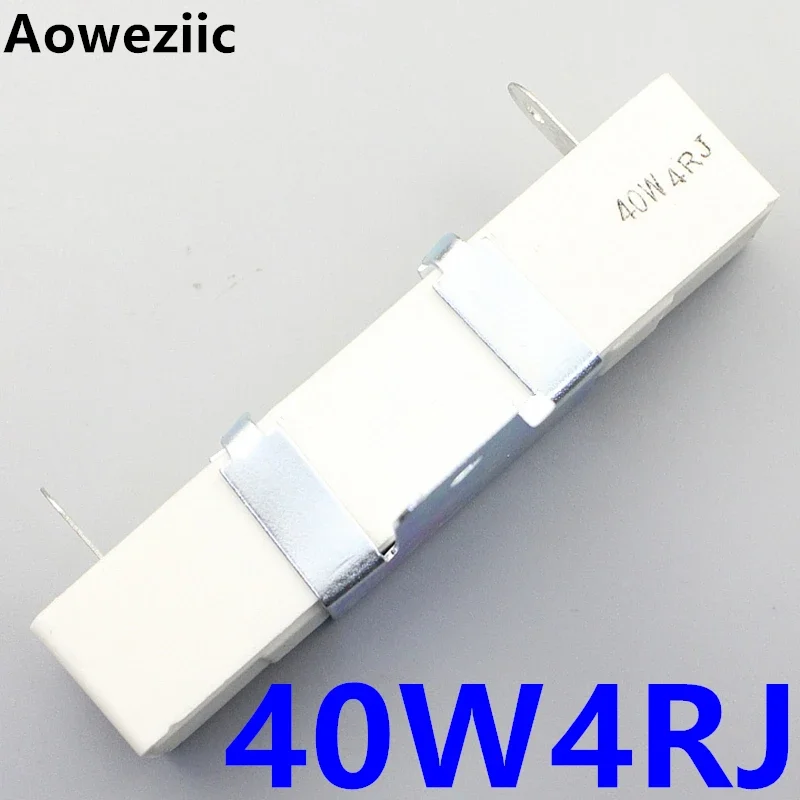 (5pcs/lot) 40W 4 ohm +/- 5% Horizontal cement resistor 40W4RJ Cement 40W4ΩJ Ceramic resistor plug-in RX27-4H With bracket