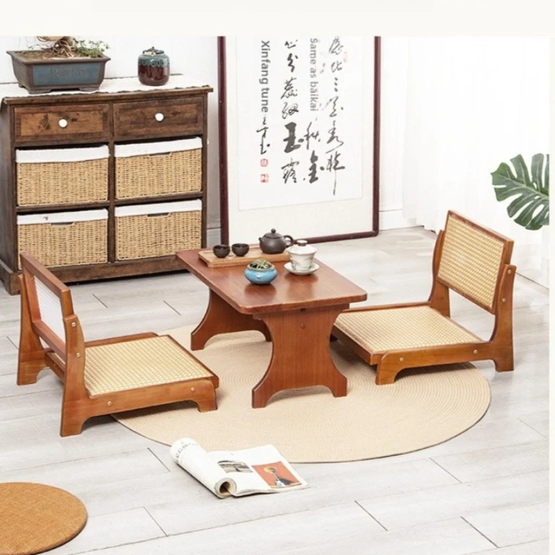 

Solid wood backrest chair, tatami table and chairs, tea table, sitting stool, low coffee table, balcony low table, leisure chair