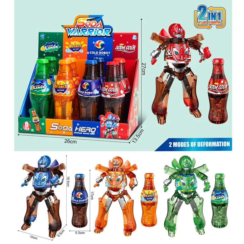 

New Deformed Soda Robot Kids Action Figures Can Mecha Creative Warrior Model Deformation Educational Toys for Children Boys Gift