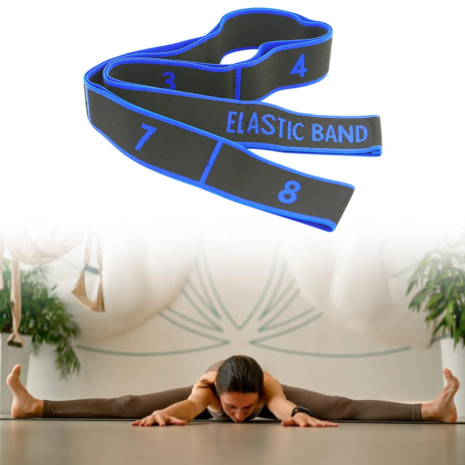 Home Gym Yoga Stretch Strap Adjustable Elastic Band Fitness Accessory for Pilates Dance Exercise Strength Training