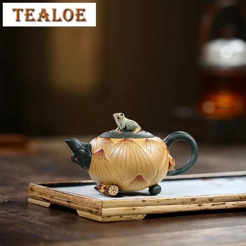 

High Quality Yixing Purple Clay Teapot Raw Ore Section Mud Pot Handmade Frog Lotus Maker Household Customized Beauty Chinese Set