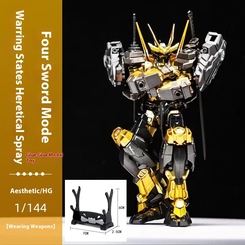 New Hg 1/144 Arrival Beautiful Model Black Gold Color Spray Painted Assembly Toy Mecha Collectible Figure With Water Sticker