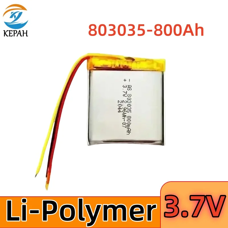 803035 3,7 V 800 mAh Lithium-Polymer-Akku für MP3, MP4, MP5, GPS, Smartwatch, Bluetooth-Headset, Lautsprecher, Audioplayer, Luftbefeuchter