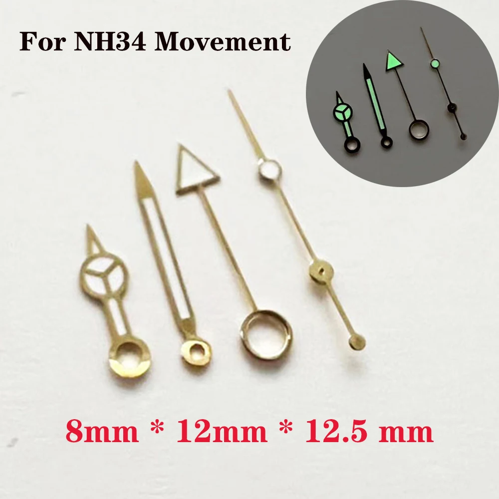 New Gold/Rose Gold Watch Hands Green Luminous NH34 Hands GMT Pointers for NH34 Movement Watch Parts Accessories