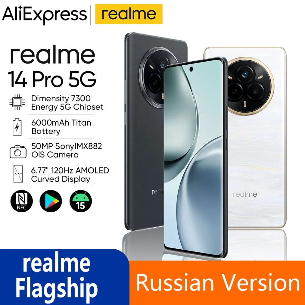 Original realme 14 Pro 5G Smartphone 6000mAh Battery 50MP Sony OIS Camera 6.77