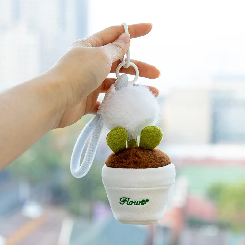 12 cm schattige potplant knuffels hanger gevuld plant geld, geluk bamboe, tulp, cactus mini bloem plant sleutelhanger tas charme