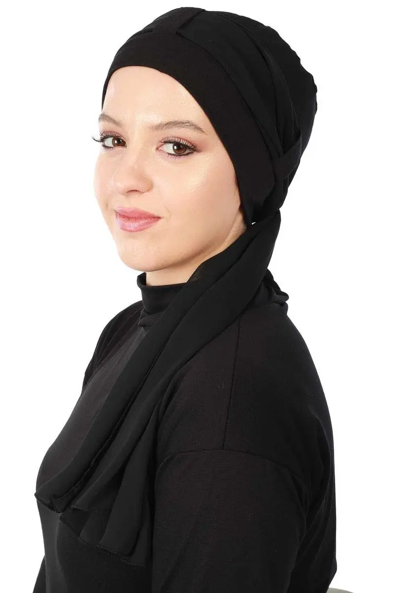 Chiffon-belted gekämmte Knochen schwarz