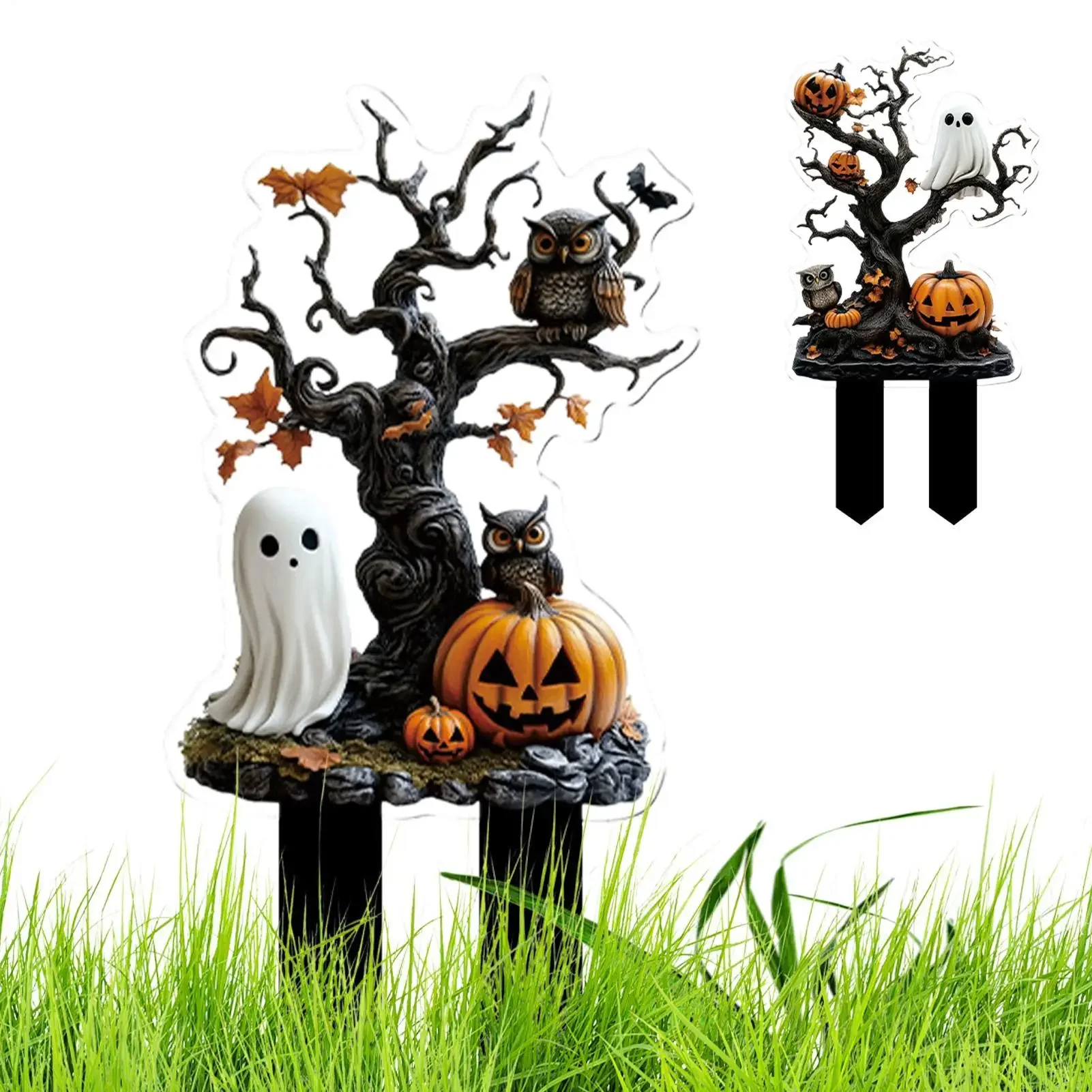 Halloween Yard Stakes Halloween Yard Stakes Outdoor Decorations 2D Acrylic Scary Outside Decor Signs For Porch Patio Backyard