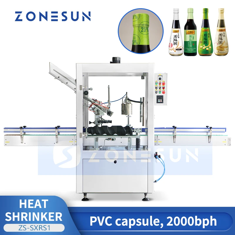 ZONESUN Automatic PVC Capsule Heat Shrinker Sleeve Bottle Sealing Machine Tamper Evident Seal Packaging Equipment ZS-SXRS1