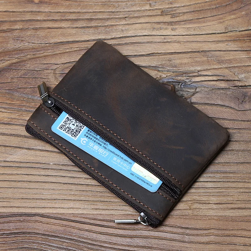 NZPJ männer Echt Leder Karte Tasche Vintage Erste Schicht Rindsleder Geldbörse dame Zipper Brieftasche Schlüssel Tasche Fahrer lizenz Tasche – Detail 10