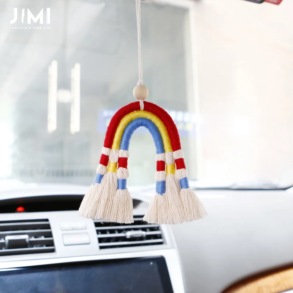 Handmade Woven Rainbow Home Decorations Creative Car Car Pendant Nordic Bohemian Tassel Wall Decorations