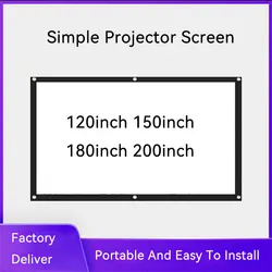 Thinyou 150inch 180inch 200inch 16:9 Simple Matte White Fabric Fiber Glass Wall Mounted Home Theater for LED LCD DLP projector