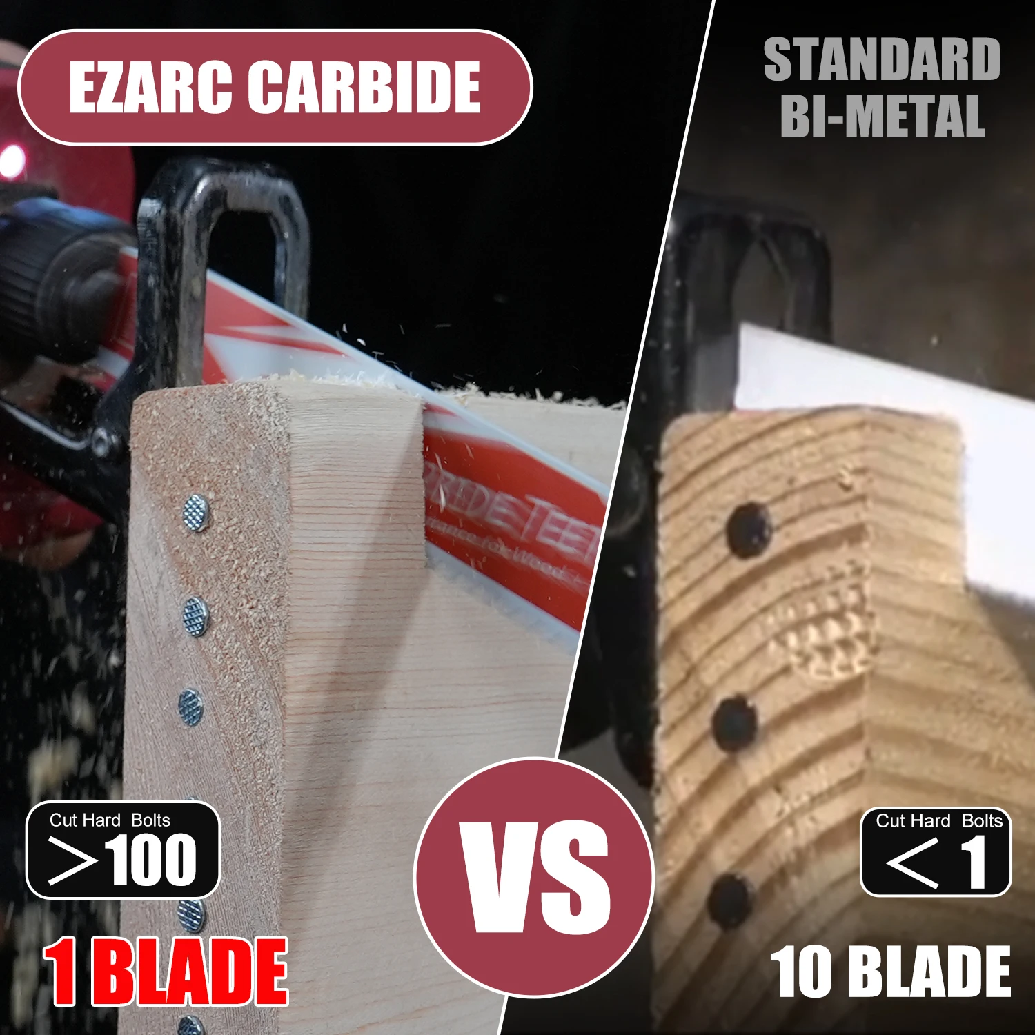 EZARC 3Pcs 6-Inch Carbide Reciprocating Saw Blades Endurance Sabre Saw Blade Set 6TPI for Hard Wood and Metal Clean Cutting