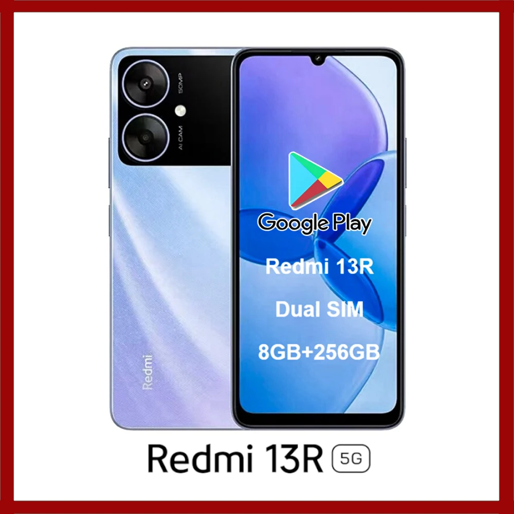Redmi 13R 5G Smartphone 8GB+256GB 5000mAh Battery 50MP Camera 1080P 30fps Recording Wired Fast Charging