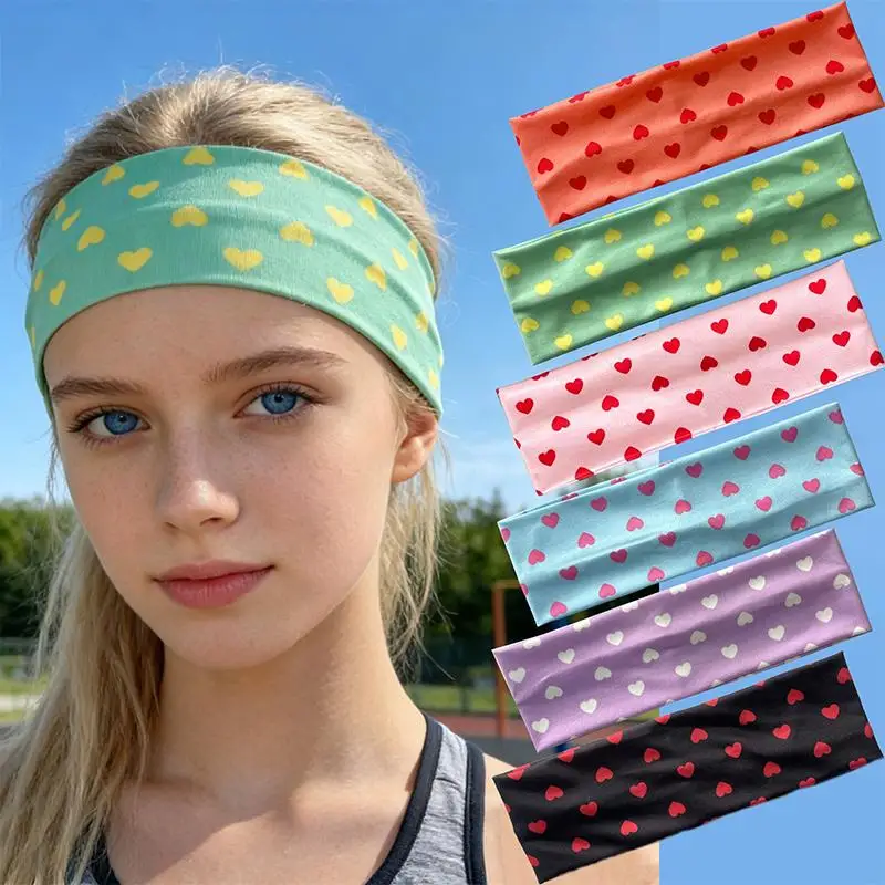 Nouveaux Bandeaux Imprimés Saint-Valentin, Accessoires Coréens Mignons pour Filles, Bandeaux de Sport et de Yoga Polyvalents