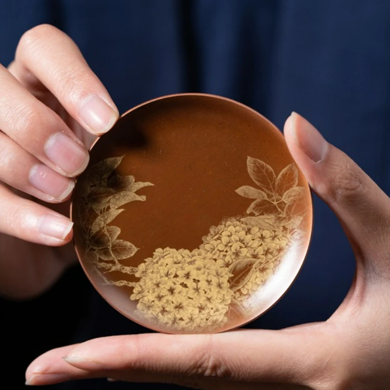 

Retro Copper Round Tea Cup Mat Heat Insulation Anti-skidding Mug Mats Table Pad Household Kung Fu Tea Ceremony Accessories New