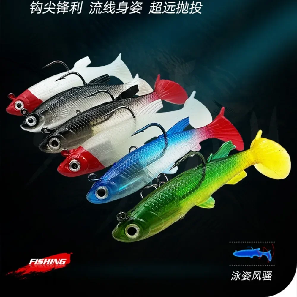 

Sea Perch Killer T-tail,Multicolor Optional Pack Lead Fish Soft Fish 14g-8cm,Luya Bait Soft Bait for Perch Fly Fishing Crankbait