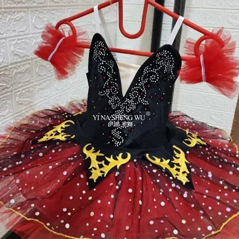 Girl Black Red Professional La Esmeralda Ballet Tutu Dress Children's Women's Ballet Party Costume