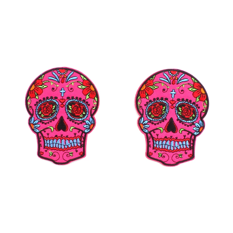 5pcs Iron On Skull Patches Embroidered Clothing Patch DIY Clothes Stickers Sew On Jeans Demin Appliqued Badge Bags Appliques