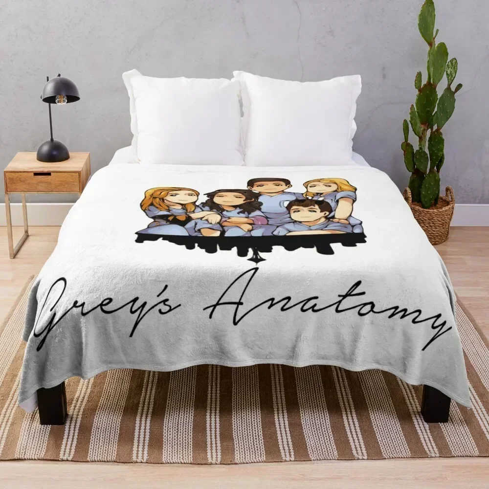 

Greys Cartoon Throw Blanket Warm Napping Blanket for Office Couch Bed