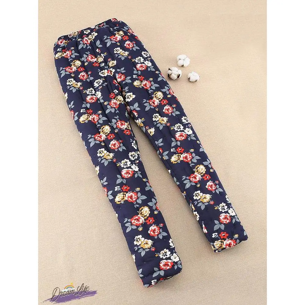Handmade Cotton Pants High Waist Thickened Winter Warm Trousers for Women Cotton Filled Home Clothes Mom And Grandma