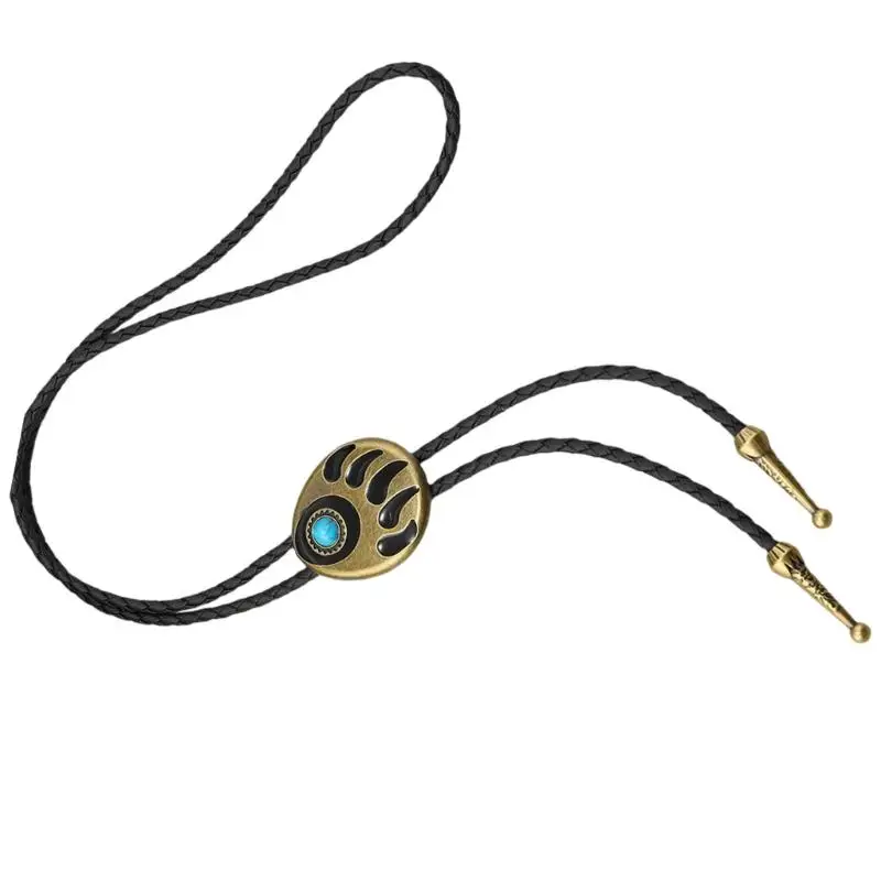 652F بو الجلود بولو التعادل الدب مخلب قلادة التصميم الغربي قابل للتعديل طول ربطة العنق #4