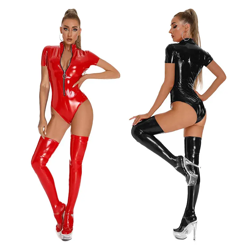 

Женский Облегающий комбинезон из искусственной кожи на молнии, с высокими штанинами