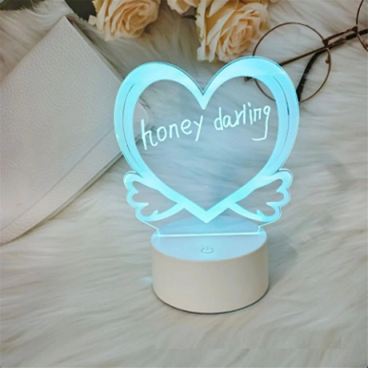 ONCE Transparent LED Night Light USB Night Light Erasable Writing Board Desktop Decoration Cat