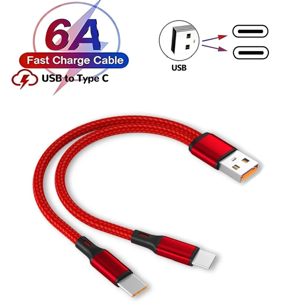 1,2 Meter 2-in-1 USB-Typ-C-Kabel 6A Schnellladekabeladapter USB-C auf Typ-C Datenkabel für Smartphones Ladekabel