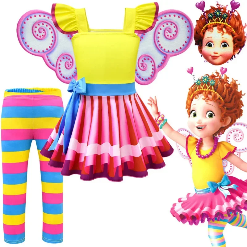 Fancy Nancy Clancy Birthday Summer Rainbow Dress Girl Party Costume Kids Frocks Infantil Festa Clothes Princess Robe MN7