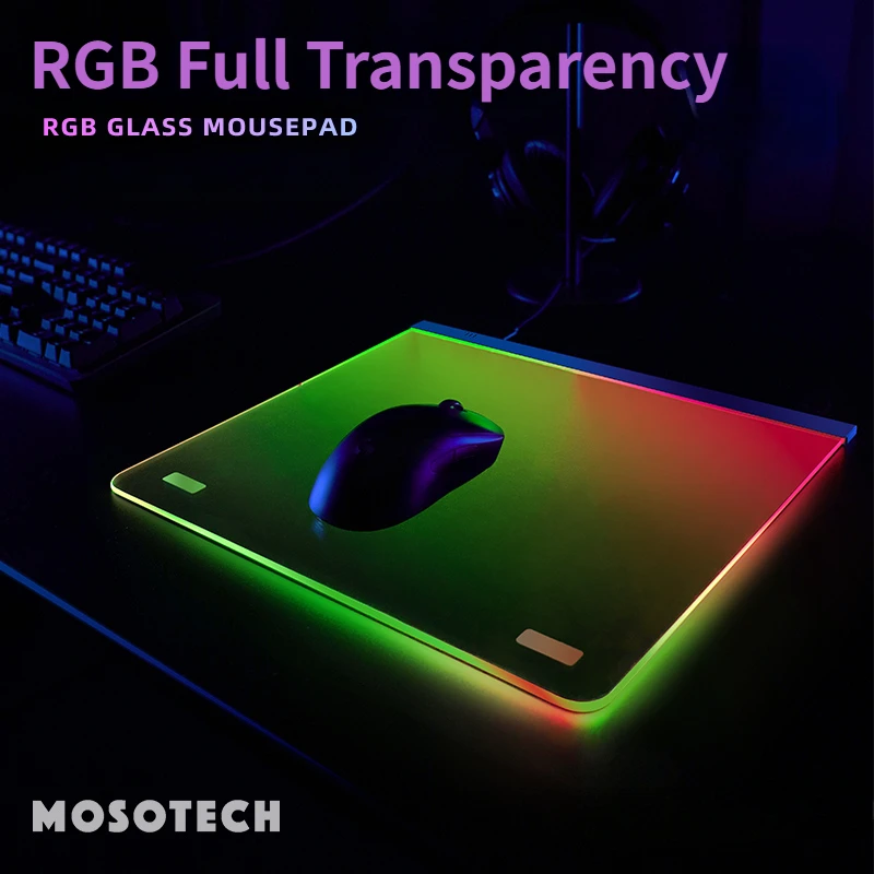 

ECHOME RGB Glass Gaming Mouse Pad for FPS Game Desk Mat Computer Desk Pad Non-slip Mousepad Gaming Accessories for PC Gamer Gift