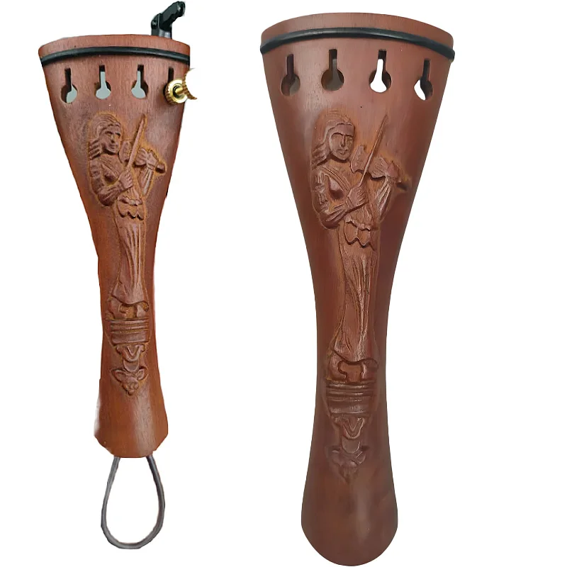 Violin Tailpiece Carved Violinist Fiddle Tail Piece 4/4 size Jujube wood,Ebony Tailpiece for Violins